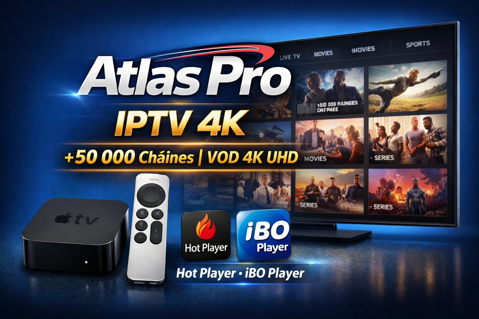 atlasproappletv Atlas Pro Abonnement IPTV 4K UHD France