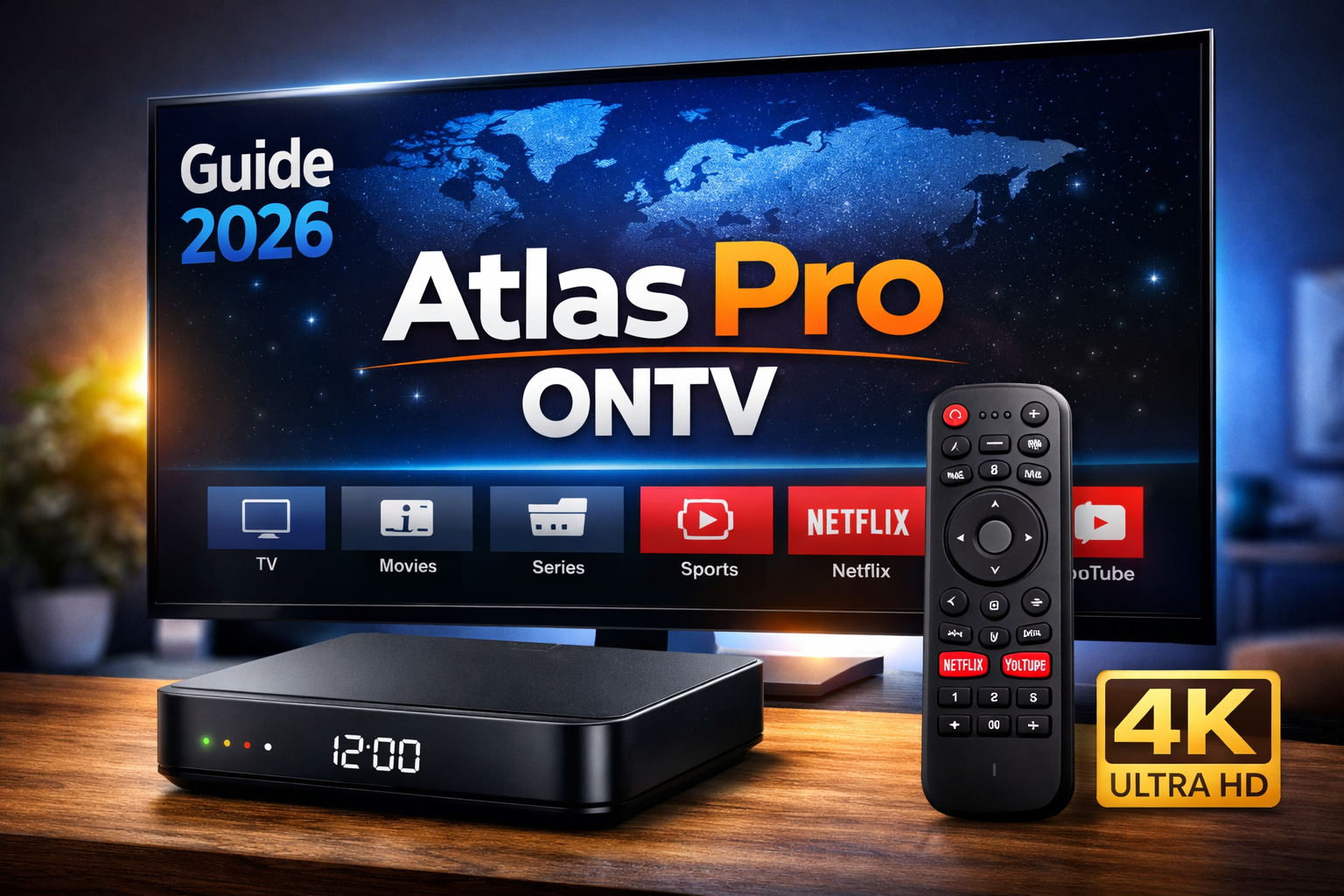 atlasproontvboitier4kguide2026 Atlas Pro Abonnement IPTV 4K UHD France
