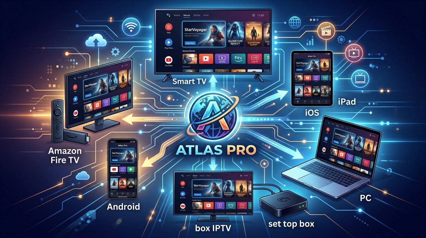 Atlas Pro — compatible Smart TV, Firestick, Android, iOS, PC et box IPTV
