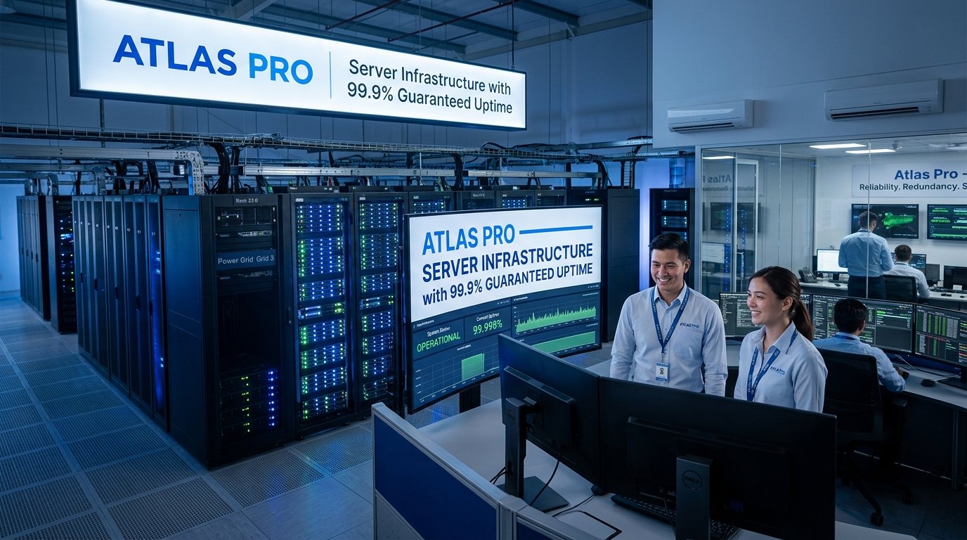 Atlas Pro — infrastructure serveur avec 99,9% de disponibilité garantie