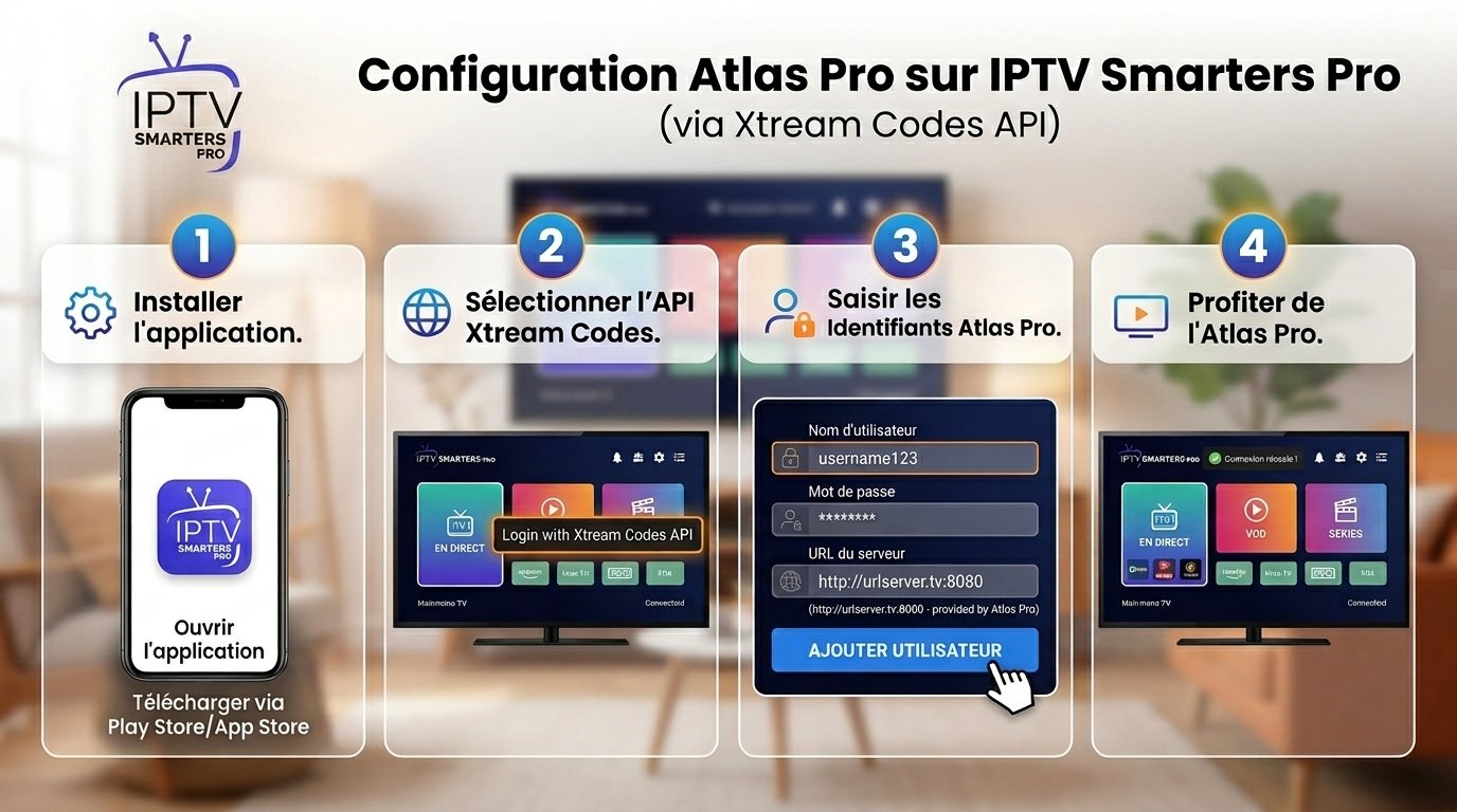 Configuration Atlas Pro sur IPTV Smarters Pro via Xtream Codes API